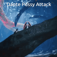a screenshot of a video game with the words dante pussy attack at the top