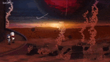 a screenshot of a video game with the word skip at the top