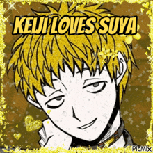 a picture of a boy with the words keii loves suya written on it