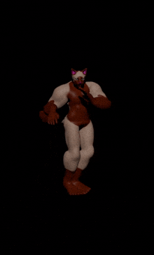 a 3d rendering of a furry cartoon character dancing in the dark