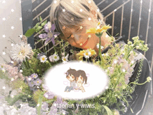 a picture of taemin y wiwis with flowers