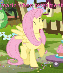 a picture of a pony with the words marie when testament