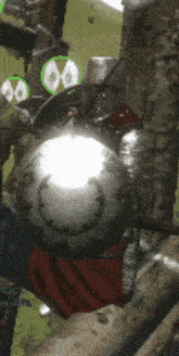 a video game shows a knight holding a shield and a sword