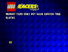 a lego racers game that does not have enough free blocks