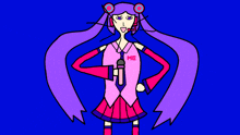 a drawing of a girl with a microphone that says me on it