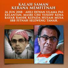 a poster that says ' kalah saman karena memfitnah ' at the top