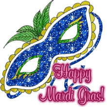 happy mardi gras mask glitter sticker