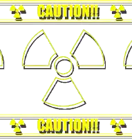 a sign that says caution on it with a yellow symbol