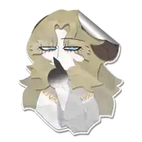 a sticker with a drawing of a woman covering her mouth with a hand