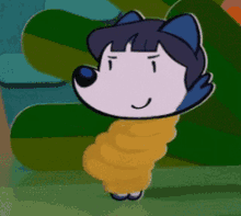 a cartoon character is wrapped in a yellow worm