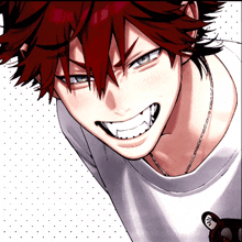 a close up of a person 's face with red hair