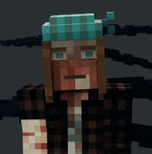 a minecraft character wearing a blue hat and plaid shirt