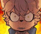 a close up of a cartoon character 's face with an angry look on his face