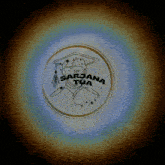 a logo for mr sarjana tua with a rainbow behind it