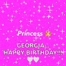 a pink background with a crown and the words `` princess georgia ... happy birthday !!! ''