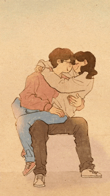 a drawing of a man carrying another man on his back