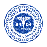 a blue united states navy hospital corps seal