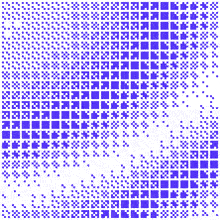 a grid of purple squares on a white background with a gradient