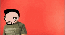 a man with a cartoon face pointing at a line that says trending