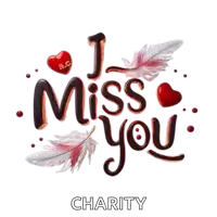 a poster that says i miss you with feathers and hearts