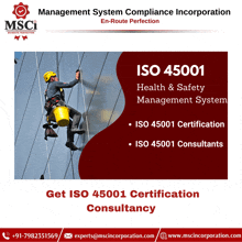 an advertisement for management system compliance incorporation