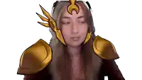 a woman with a crown on her head and shoulder pads