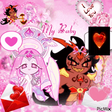 a collage of cartoon characters with the words i love you my baby on top