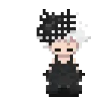 it looks like a pixel art of a person with a beard and a hat .