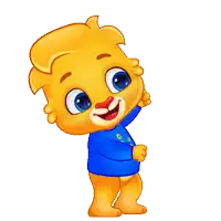 a cartoon bear wearing a blue shirt with the letter j on the front