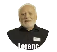 an older man with a name tag that says lorenc