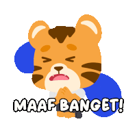 a cartoon of a tiger with the words maaf banget
