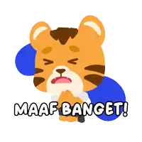 a cartoon of a tiger with the words maaf banget
