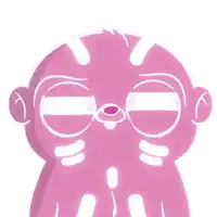 a pink cartoon character is holding a blue uno card in front of his face