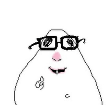 a drawing of a person wearing glasses and a tattoo on their chest .