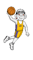 a cartoon of a monkey holding a basketball that says shot