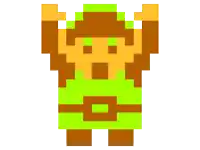 a pixel art of a man in a green and brown outfit