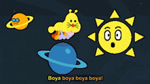a cartoon of a boy taking a picture with the words boya boya boya boya below him