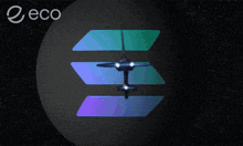 the word eco is on the blue background