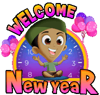 Welcome New Year Bholu Sticker - Welcome New Year Bholu Chhota Bheem Stickers