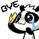 a panda bear is crying and saying bye .