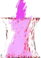 a drawing of a pink and red pillow with a purple brush stroke