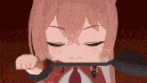 a cartoon girl is holding a spoon in her hand