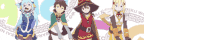 a group of anime characters are standing next to each other and one of them has a sword in her hand