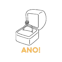 a drawing of a wedding ring in a box with the word ano written below it .
