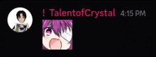 a screenshot of a video chat with talentofcrystal