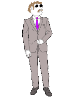 a drawing of a man in a suit and tie with sunglasses