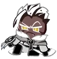a cookie run character with a beard and a sword is holding a sword .