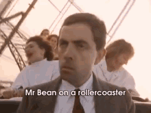 Mr Bean On A Rollercoaster GIF - Mr Bean Rollercoaster Not Bad GIFs