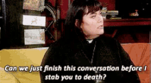Dawn French Vicar Of Dibley GIF - Dawn French Vicar Of Dibley Stab You To Death GIFs