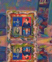 a colorful painting of a man in a florida panthers sweater